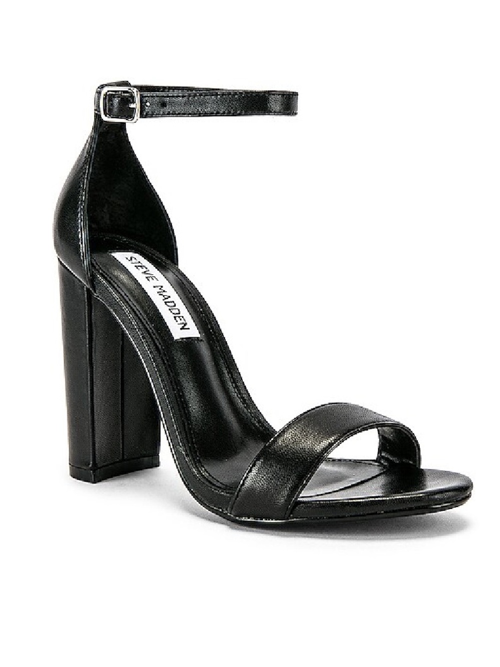 Steve Madden Carrson Sandal Black Leather Heels